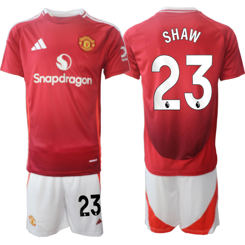 Men 2024-2025 Club Manchester United home Red #23 Soccer Jersey